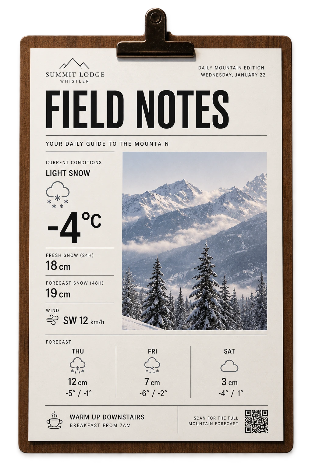 Printed Daymark mountain condition report