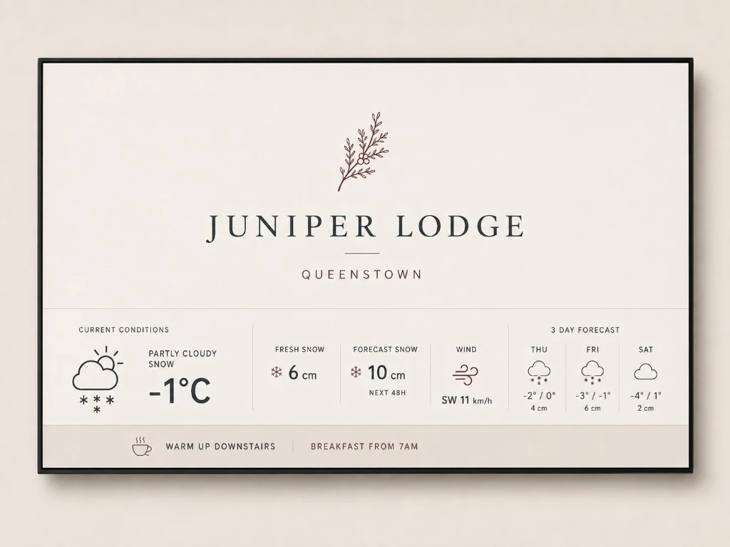 Juniper Lodge Queenstown cream briefing with terracotta accents