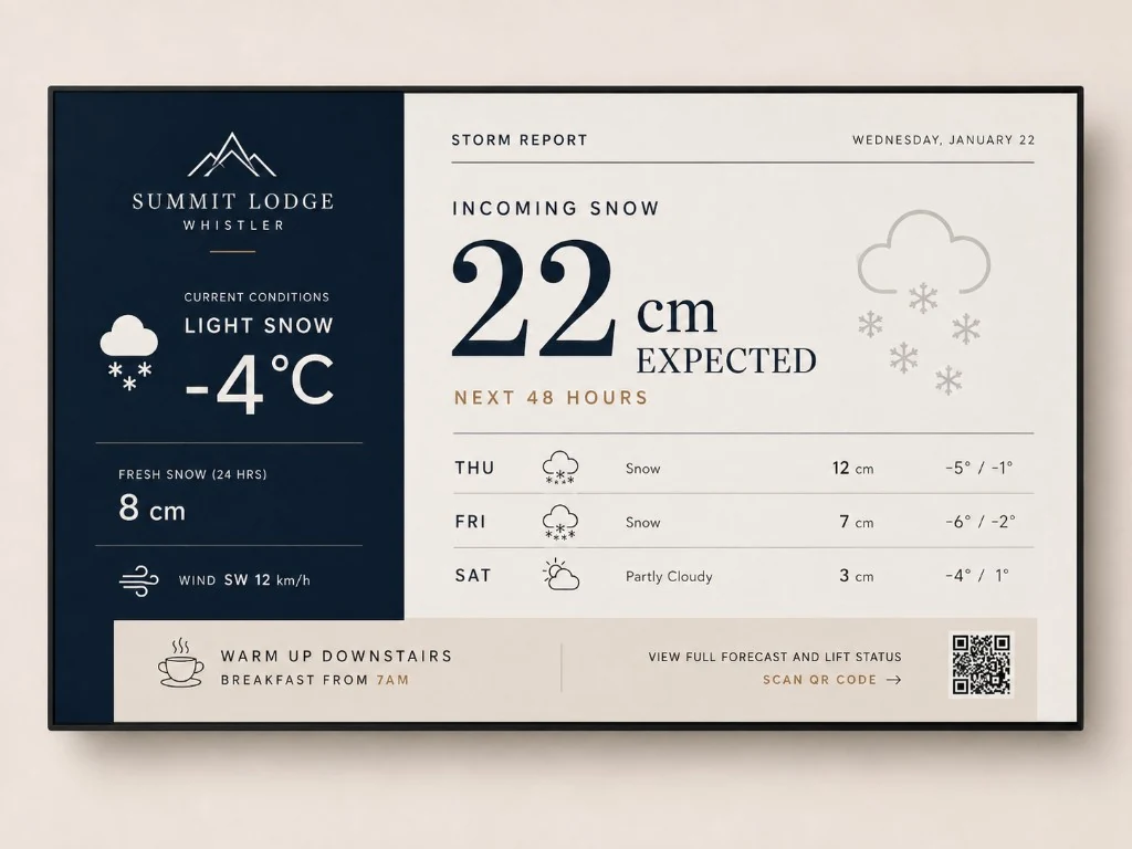 Summit Lodge storm report with large expected-snowfall type